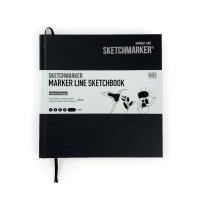 Скетчбук SketchMarker 163х163 мм 48 л 160 г, тверда обкладинка, Чорна, MLHSQ / BLACK