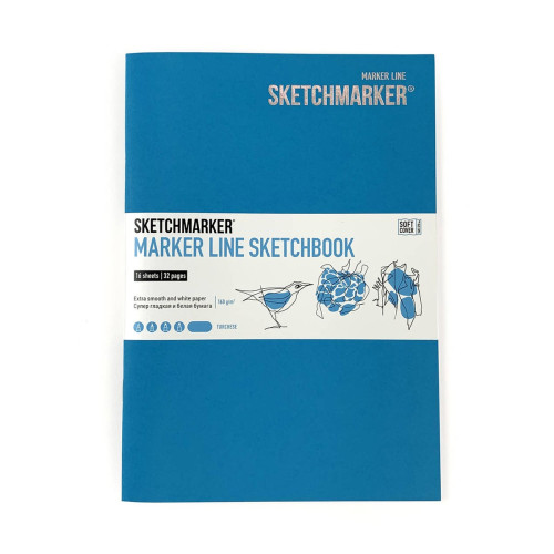 Скетчбук SketchMarker А5 16 л 160 г, мягкий переплет, Голубой, MLSSM / TURC