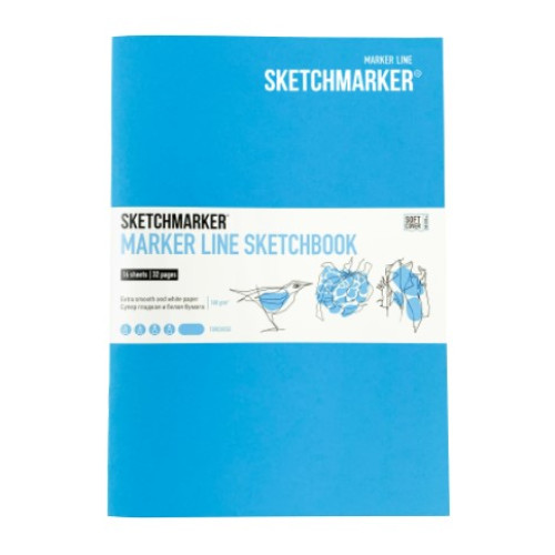 Скетчбук SketchMarker А5 16 л 160 г, мягкий переплет, Голубой, MLSSM / TURC