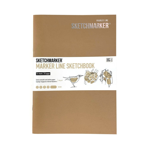 Скетчбук SketchMarker А5 16 л 160 г, мягкий переплет, Коричневый, MLSSM / BRUN