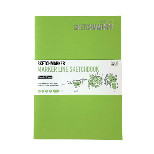 Скетчбук SketchMarker А5 16 л 160 г, мягкий переплет, Лай MLSSM / LIME