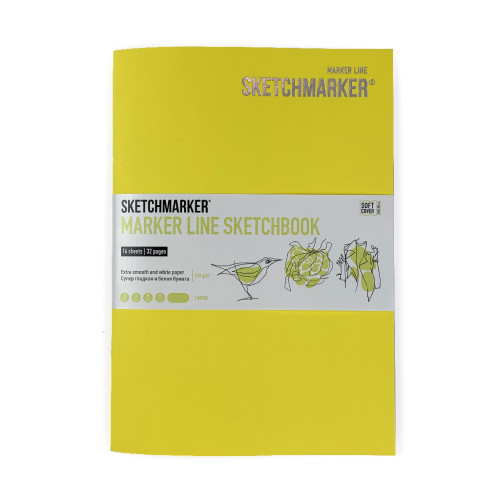 Скетчбук SketchMarker А5 16 л 160 г, мягкий переплет, Лимонный, MLSSM / LIMO