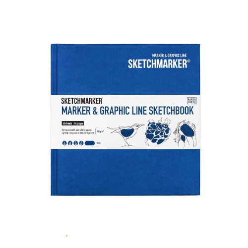 Скетчбук SketchMarker Marker Graphic 163х163 мм 48 л 180 г, твердый переплет Синий, MGLHSQ / BLUE
