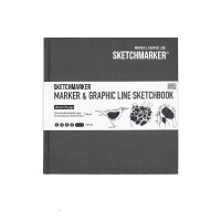 Скетчбук SketchMarker Marker Graphic 163х163 мм 48 л 180 г, тверда обкладинка Вугілля, MGLHSQ / CHARC