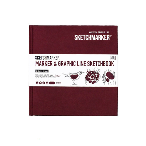 Скетчбук SketchMarker Marker Graphic 163х163 мм 48 л 180 г, твердый переплет Винный, MGLHSQ / BURG