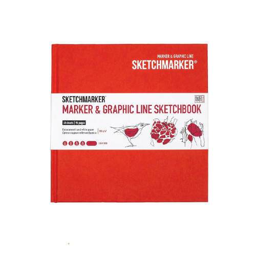Скетчбук SketchMarker Marker Graphic 163х163 мм 48 л 180 г, твердый переплет Блид.черв MGLHSQ / LRED