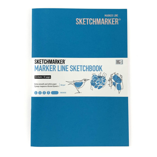 Скетчбук SketchMarker В5 16 л 160 г, м'яка обкладинка, Блакитна, MLSM/TURC