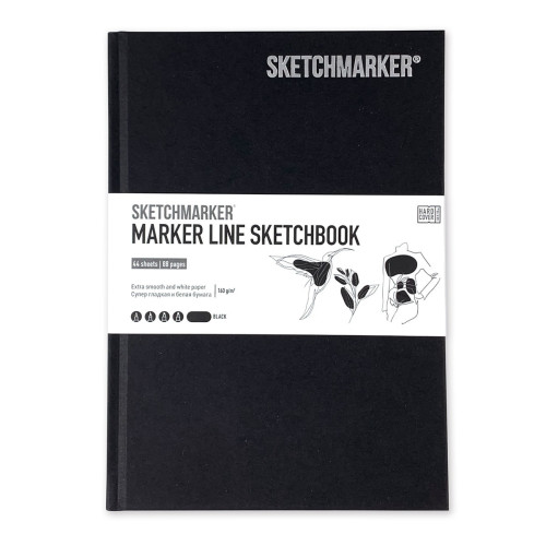 Скетчбук SketchMarker В5 44 л 160 г, твердый переплет, Черный, MLHM / BLACK