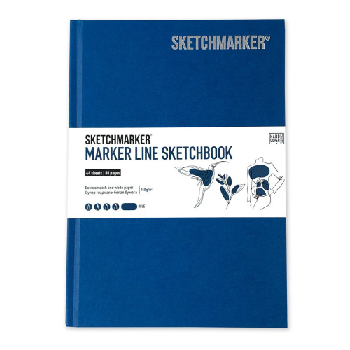 Скетчбук SketchMarker В5 44 л 160 г, тверда обкладинка, Синій, MLHM / BLUE
