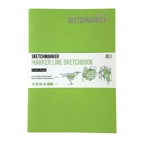 Скетчбук SketchMarker В5 16 л 160 г, м'яка обкладинка, Лай MLSM / LIME