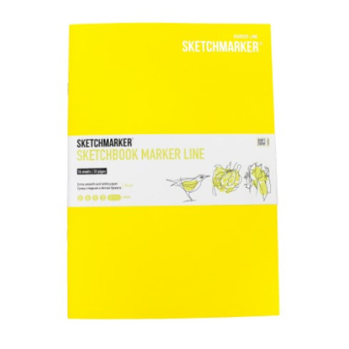 Скетчбук SketchMarker В5 16 л 160 г, мяка обкладинка, Лимонна, MLSM/LIMO