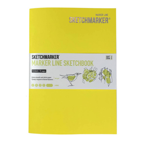 Скетчбук SketchMarker В5 16 л 160 г, м'яка обкладинка, Лимонна, MLSM/LIMO