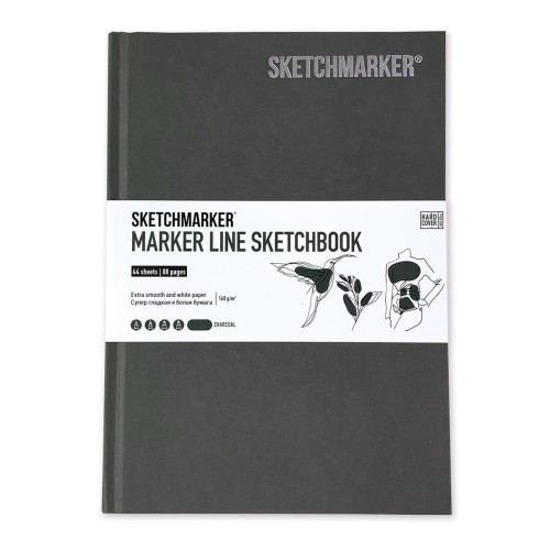 Скетчбук SketchMarker В5 44 л 160 г, тверда обкладинка, Вугілля, MLHM/CHARC