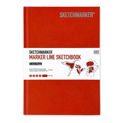 Скетчбук SketchMarker В5 44 л 160 г, тверда обкладинка, Блідо-червона, MLHM/LRED