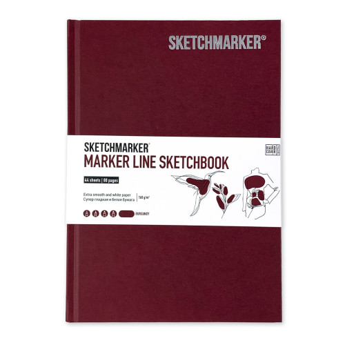 Скетчбук SketchMarker В5 44 л 160 г, тверда обкладинка, Винна, MLHM/BURG