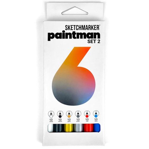 Набір маркерів SketchMarker Paintman №2, 6 кольорів (1 мм), SMPMSET2