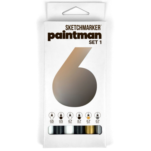 Набір маркерів SketchMarker Paintman №1, 6 кольорів (0,5 мм/0,7 мм), SMPMSET1