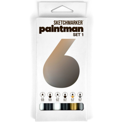 Набор маркеров SketchMarker Paintman №1, 6 цветов (0,5 мм/0,7 мм), SMPMSET1