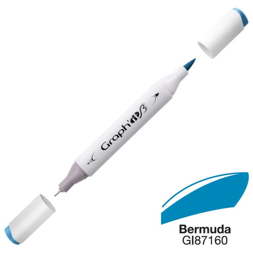 Двусторонний маркер Graphit Brushmarker, Бермудский синий - 7160 арт GI87160