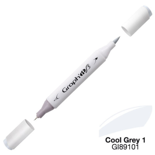 Двусторонний маркер Graphit Brushmarker, Холодный Серый 1 - 9101 арт GI89101