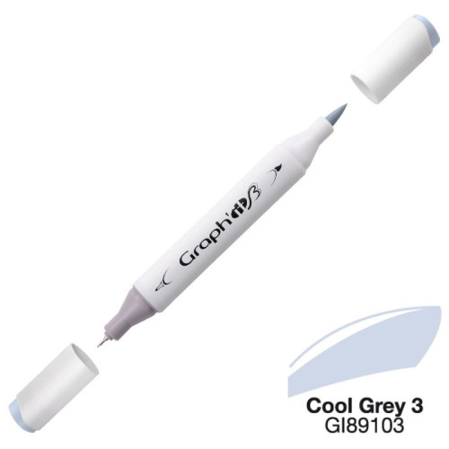 Двусторонний маркер Graphit Brushmarker, Холодный Серый 3 - 9103 арт GI89103