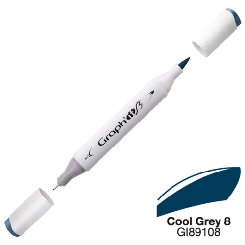 Двусторонний маркер Graphit Brushmarker, Холодный Серый 8 - 9108 арт GI89108