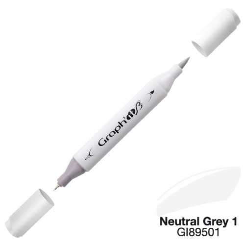 Двусторонний маркер Graphit Brushmarker, Нейтральный Серый 1 - 9501 арт GI89501