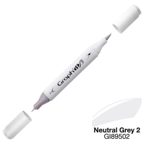 Двусторонний маркер Graphit Brushmarker, Нейтральный Серый 2 - 9502 арт GI89502