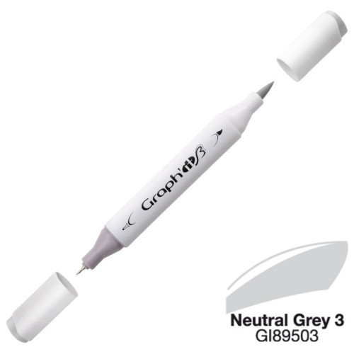 Двусторонний маркер Graphit Brushmarker, Нейтральный Серый 3 - 9503 арт GI89503