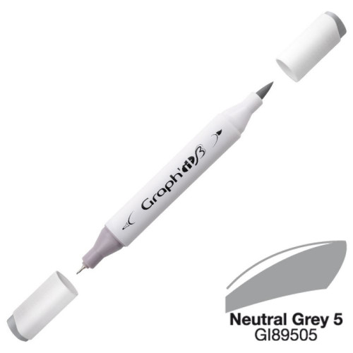 Двусторонний маркер Graphit Brushmarker, Нейтральный Серый 5 - 9505 арт GI89505