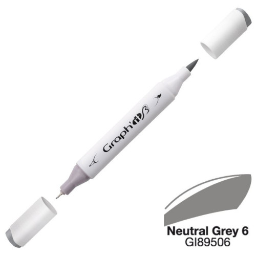 Двусторонний маркер Graphit Brushmarker, Нейтральный Серый 6 - 9506 арт GI89506