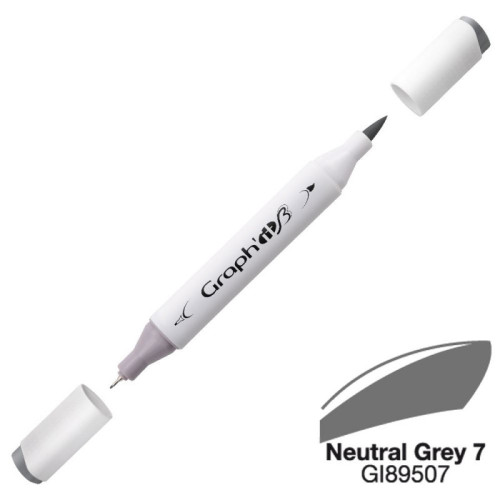 Двусторонний маркер Graphit Brushmarker, Нейтральный Серый 7 - 9507 арт GI89507