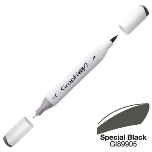 Двусторонний маркер Graphit Brushmarker, Особый черный - светлый 9905 арт GI89905