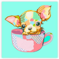 Полотно на картоні з контуром, Pop Art Puppy 30х30, бавовна, акрил ROSA START