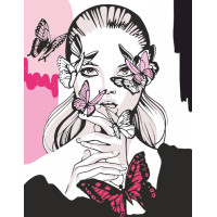 Картина за номерами, акрил Дівчина з метеликами ROSA START