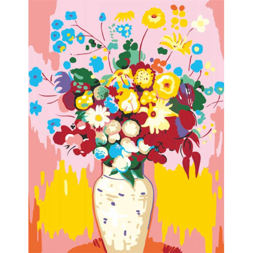 Картина за номерами акрил набір Економ Ваза з квітами ROSA START