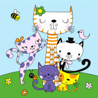 Набір, розмальовка за номерами Котики, ROSA KIDS