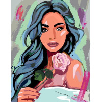 Картина по номерам, набор Девушка с розой, 35х45 см, ROSA START