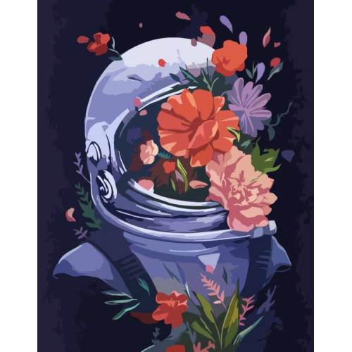 Картина за номерами, набір Космічні квіти, 35х45 см, ROSA START