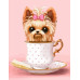 Картина по номерам, набор Cute Dog in a Cup, 35х45 см, ROSA START