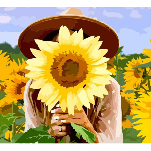 Картина за номерами, набір стандарт Дівчина із соняшником, 35х45 см, ROSA START