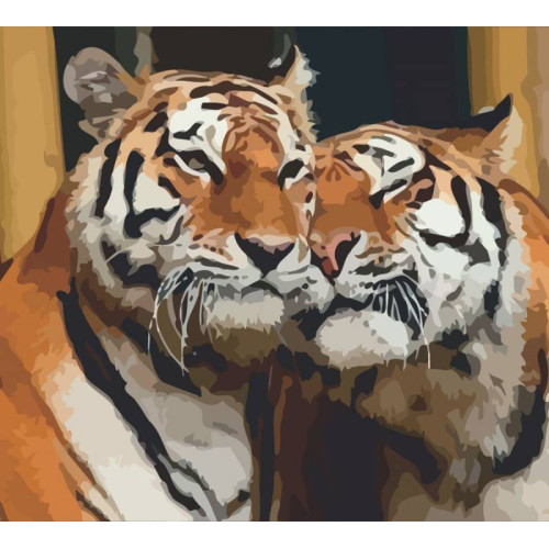 Картина по номерам, набор стандарт Влюбленные тигры, 35х45 см, ROSA START