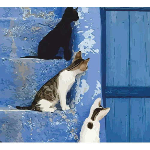 Картина по номерам, набор стандарт Котята на лестнице, 35х45 см, ROSA START