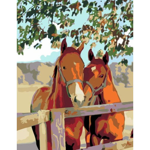 Картина по номерам, набор стандарт Пара лошадей, 35х45 см, ROSA START