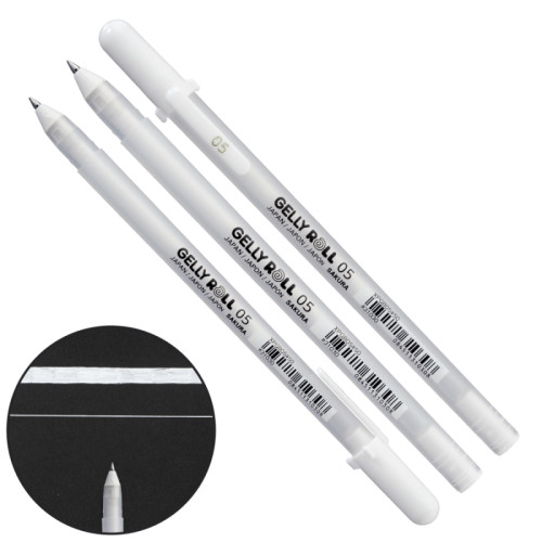Ручка гелевая FINE 05 линия 0.3 мм Gelly Roll Basic, Белая, Sakura