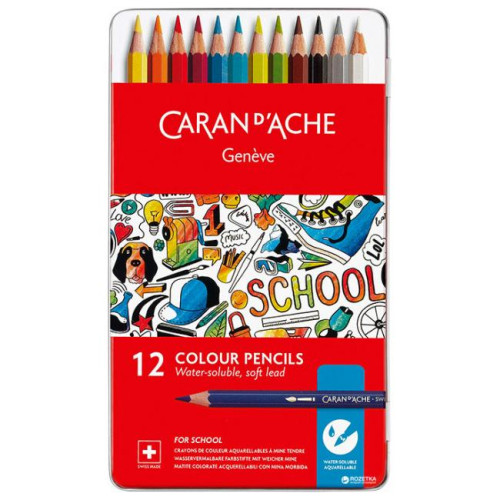 Набор акварельных карандашей Caran d'Ache School Line Металлический бокс 12 цветов 1290.312