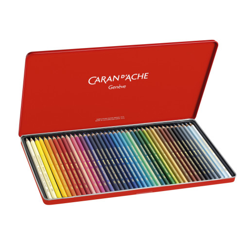 Набор акварельных карандашей Caran d'Ache Supracolor Металлический бокс 40 цветов 3888.340