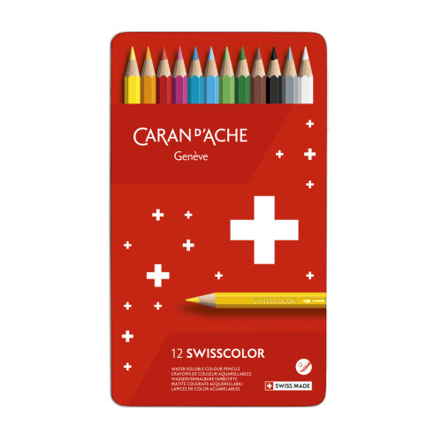 Набір акварельних олівців Caran dAche Swisscolor Металевий бокс 12 кольорів 1285.712