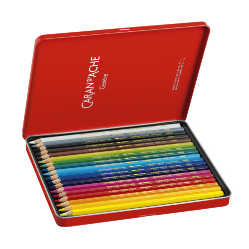 Набор акварельных карандашей Caran dAche Supracolor Металлический бокс 18 цветов 3888.318