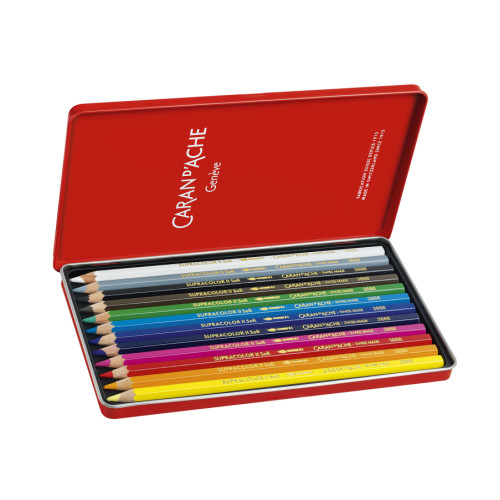 Набор акварельных карандашей Caran d'Ache Supracolor Металлический бокс 12 цветов 3888.312